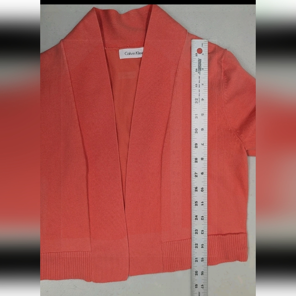 Calvin Klein Shrug Cardigan Sweater XS Orange 90s Y2K Grunge Cropped #7 - Picture 7 of 7